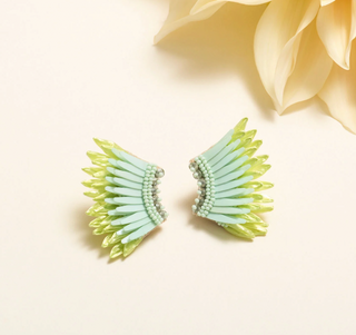 Mini Madeline Raffia Earrings | Green