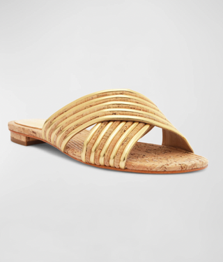 Schutz| Latifah Metallic Cork Crisscross Sandals