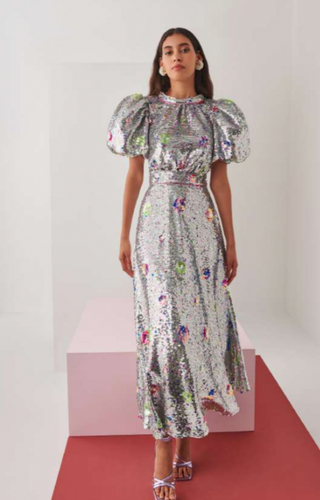 Celia B | Seraph Puff-Sleeve Dress | Silver