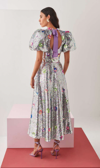 Celia B | Seraph Puff-Sleeve Dress | Silver