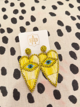 Allie Beads | Yellow Heart Earrings