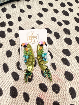 Allie Beads | Parakeet Earring | Green