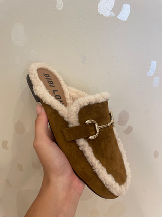 BiBi Lou | Shearling Mule | Kid Suede Tan