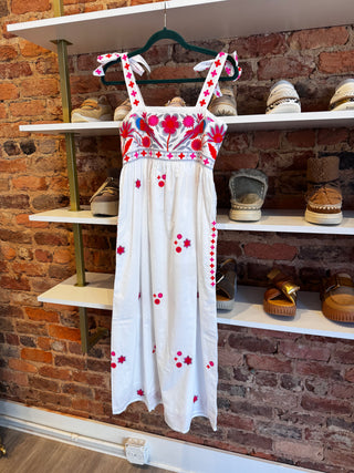 Nimo | Agate Dress | White Pink Bird