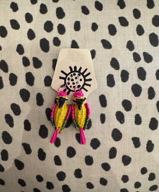 Iraca Hand Woven Cielo Bird Earring | Guacamaya
