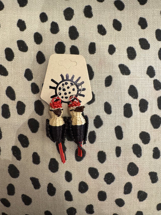Iraca Hand Woven Cielo Bird Earring | Woodpecker