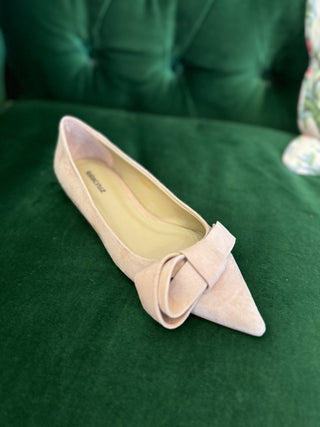 Lola Cruz | Ballerina Flat | Beige Suede