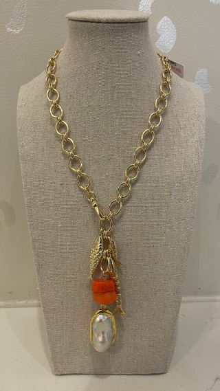 Knotty Bling | Sardinia | Coral and Fish Chandelier Necklace