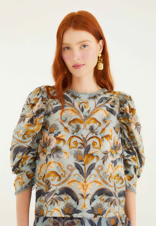 Farm Rio | Snake Garden Blue Blouse