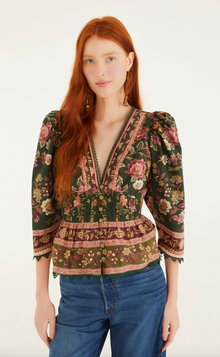Farm Rio | Flowering Garden Tree Green Blouse