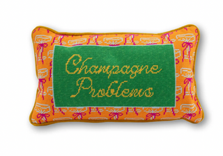 Furbish – Champagne Problems Needlepoint Pillow – product view 1 of 2