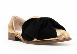 Lunar | Gold Snake Black Bow Flat