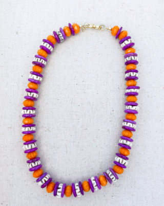 Taylor Reese | Purple & Orange Carved Bone Necklace