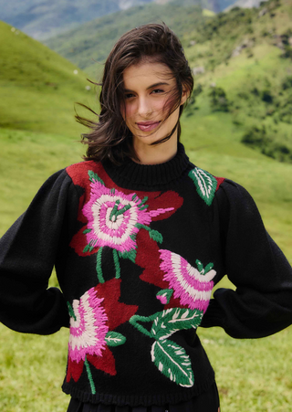 Farm Rio | Bold Colorful Flower Knit Sweater