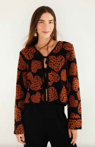 Farm Rio | Leopard Hearts Knit Cardigan