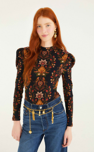 Farm Rio | Berry Garden Black Bodysuit