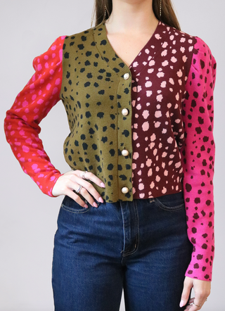 Crosby | Jovie Cardigan | Spotted Colorblock