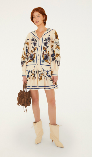 Farm Rio | Gold Nature | Long Sleeve Mini Dress