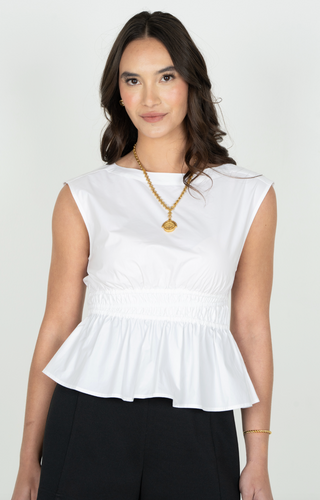 Emily McCarthy | Aria Top | White Cotton Poplin