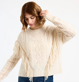 Brodie | Cable Fringe Crew | Organic White