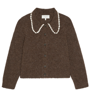 The Great | The Crochet Collar Cardigan | Chocolate Brown