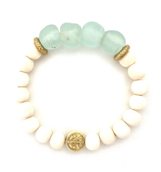 Anchor Beads | Aqua Sea Glass Bracelet